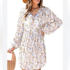Dokotoo|Women’s Boho Floral Long Sleeve Flowy Dress w/ Silk Underlay| XL | NWT